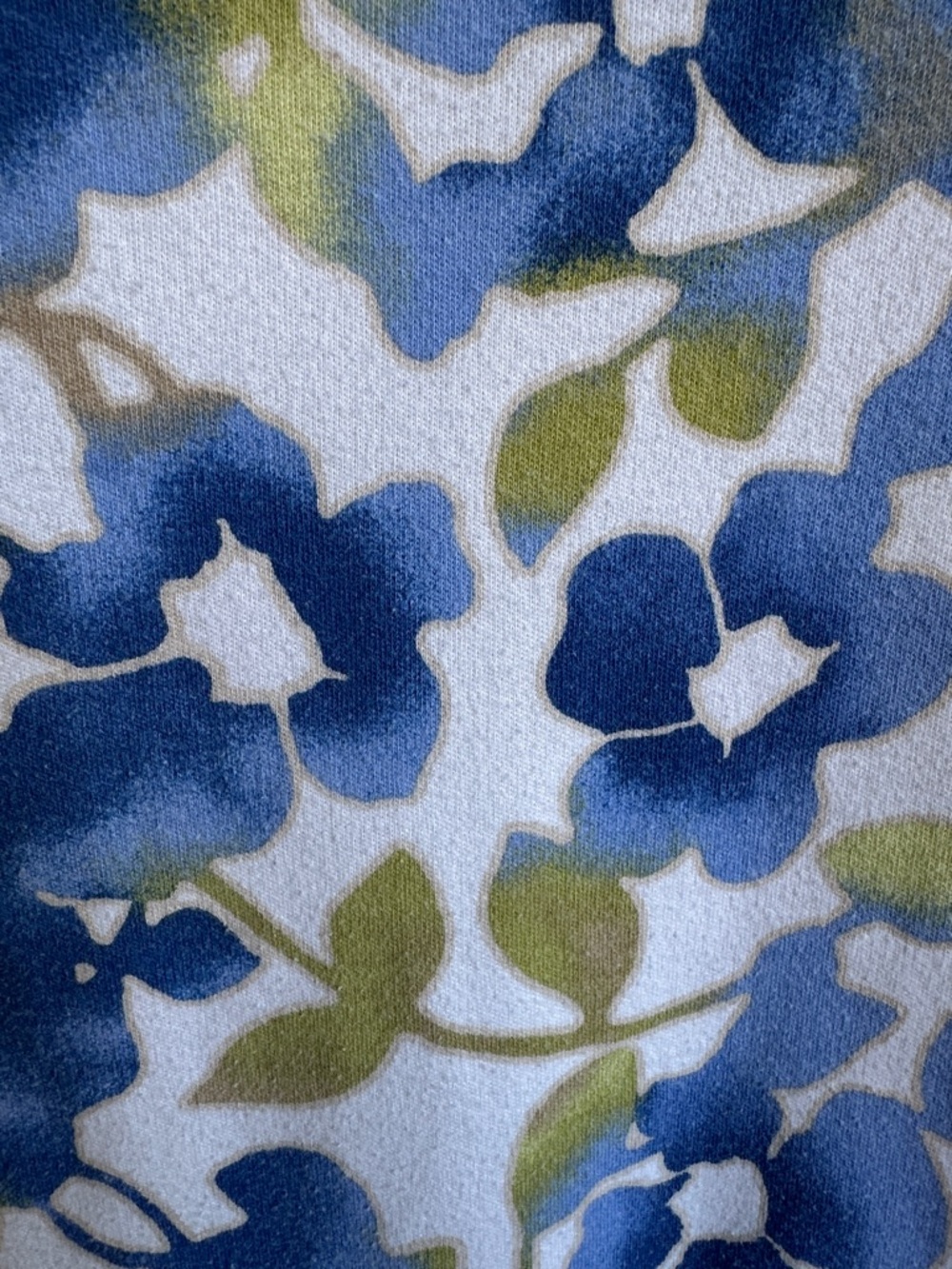 Karen Scott Blue and Green Floral V-Neck Short Sleeve Tee - Picture 4 of 5